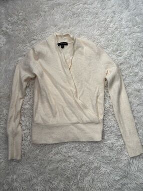 Banana Republic Cream Wrap V-Neck Sweater